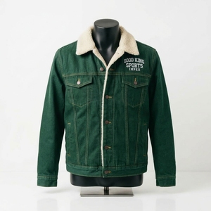 Veste en jean moderne avec col en sherpa personnalisé pour un style décontracté au quotidien et en extérieur - Product Image 1