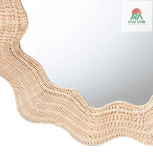 กระจกติดผนังทรงกลมลายสแกลลอปทำจากหวายธรรมชาติริมชายฝั่ง - Product Image 3