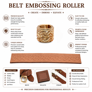 Belt Embossing <b>Roller</b> for Leather Belts & Straps | Premium Brass Celtic Knot Pattern Wheel | Professional Leathercraft Tool - Product Image 5