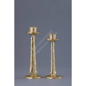 Ensemble de 2 bougeoirs en métal doré pour mariage, décoration de luxe pour la maison, support de bougie moderne, cadeaux - Product Image 1