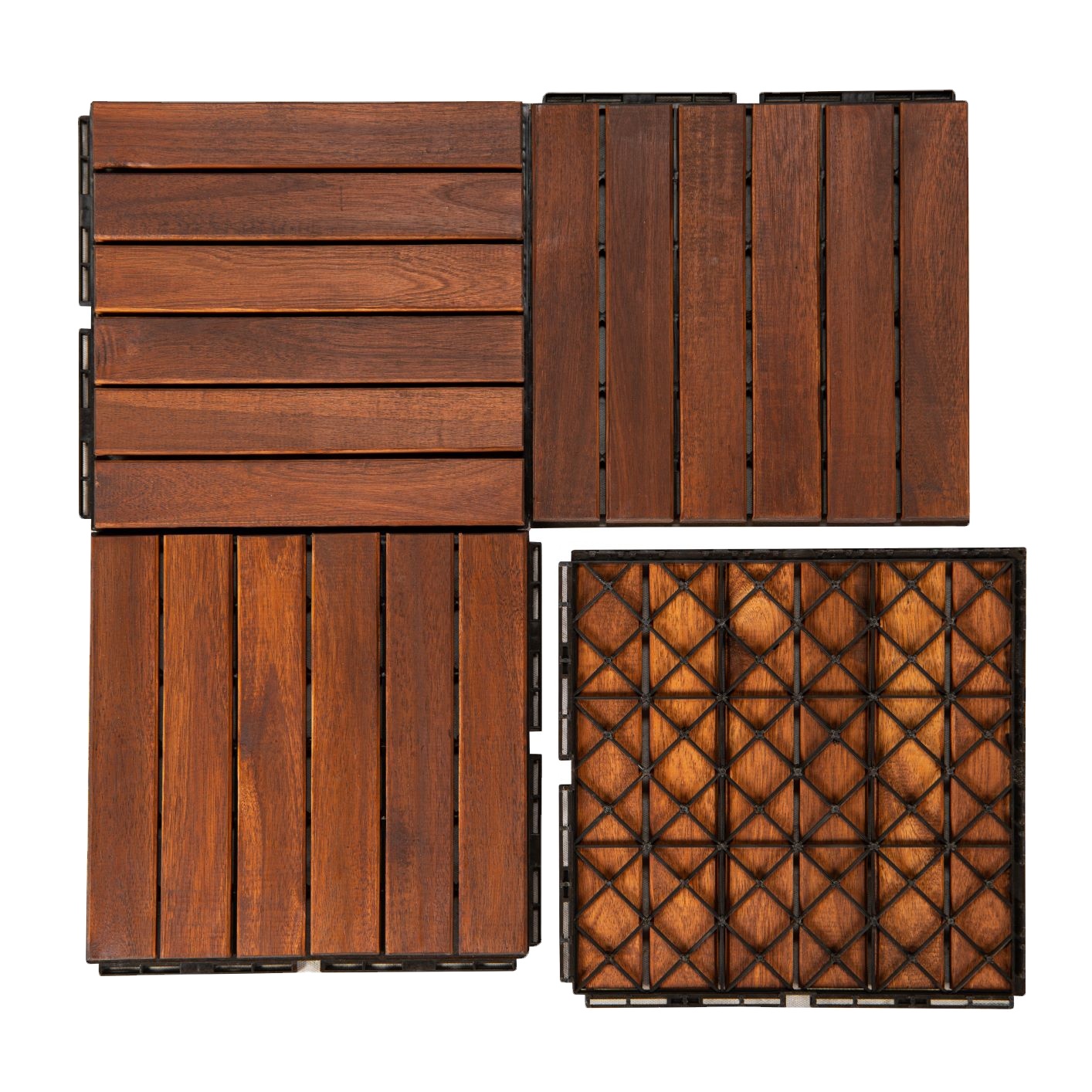 Azulejos de madera de Acacia entrelazados BeNK, madera con suelo de base de plástico, azulejos para balcón/jardín de VietNam