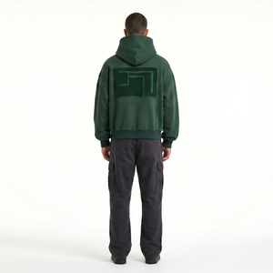 Sudadera con capucha de forro polar cepillado de 280 GSM para hombre, con cremallera completa, corte holgado y minimalista, estilo urbano Gen Z, personalizada OEM, 350 GSM - Product Image 2