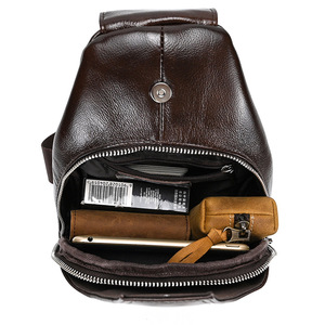High Quality Vintage Travel First Layer Cowhide Leather Phone <b>Men's</b> Crossbody <b>Shoulder</b> Chest Sling <b>Bag</b> for <b>Men</b>. - Product Image 5