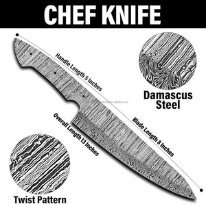 Cuchillo de Cocina Profesional de Acero de Damasco Forjado a Mano, Hoja Entera, 12.5 Pulgadas de Longitud Total, Disponible para DIY, OEM, ODM, Bajo Costo - Product Image 5