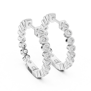 Pendientes de Aro de Lujo para Mujer, Chapados en Rodio con Oro Blanco de 18K, con Diamantes Cultivados en Laboratorio, Engastados en Bisel - Product Image 3