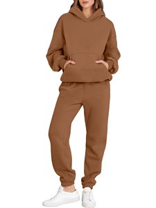Ensemble jogging en coton pour femmes, confortable, deux pièces avec sweat à capuche et pantalon, vêtements décontractés, vêtements élégants pour tous les jours - Product Image 1