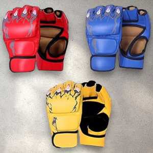 XERET SPORTS Breathable Leather MMA Grappling Gloves Hook Loop Closure <b>Open</b> Finger Design Eco-friendly Non-Slip Martial Arts - Product Image 1