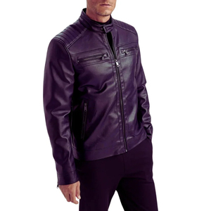Chaqueta de Cuero Roja de Diseño Personalizado de Primera Calidad, Chaqueta de Cuero para Exteriores con Cuello de Cuero para Hombre, Último Modelo en Venta - Product Image 4