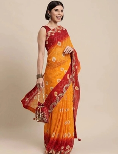 Sari de Georgette KV Estampado para Uso Diario - Product Image 4