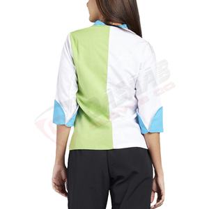 Manteau de chef à manches longues tricolore pour femmes, taille personnalisée, chemise de travail pour hôtel-cuisine, restaurant et bar-uniformes - Product Image 4