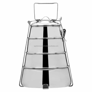 Boîte à lunch de luxe indienne en acier inoxydable à deux étages, étanche, compatible lave-vaisselle, pour les repas, les voyages, les familles, Agarkar Exports - Product Image 3