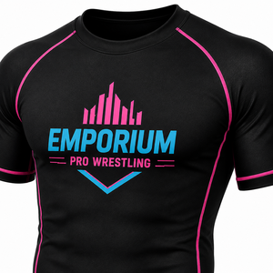 Ensemble short et rashguard de boxe ajustés, noir et rose, imprimé par sublimation, séchage rapide, Spandex/Polyester, unisexe, vêtements de sport pour adultes - Product Image 4
