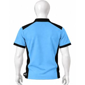 เสื้อโปโลแขนสั้นผู้ชาย สีฟ้าอ่อน-ดำ ตัดต่อสี พร้อมซิป สไตล์สปอร์ต ผ้าถัก แห้งเร็ว คุณภาพพรีเมียม - Product Image 5