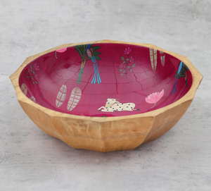 Moderna y Clásica Tazón de Madera para Ensaladas y Frutas, Decorativa, con Estampado Esmaltado, para Restaurantes y Hoteles, Procedente de la India - Product Image 4