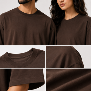 Camiseta Unisex Extra Grande Marrón 100% Algodón con Cuello Redondo, Manga Corta, Color Sólido, Estilo Urbano, Tejido Jersey, Corte Regular - Product Image 6