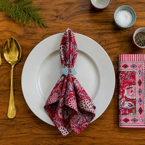Mantelería de Algodón Estampada Floral Cuadrada Vintage Hecha a Mano, Personalizada para Bodas, con Estampado en Bloque, Ecológica y Duradera - Product Image 2
