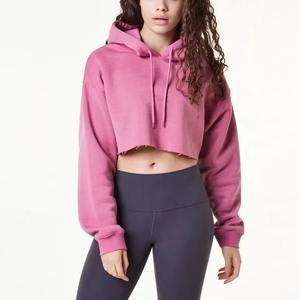 Hauts à capuche courts pour femmes, vêtements de yoga et d'entraînement d'extérieur, de fabrication de haute qualité - Product Image 1