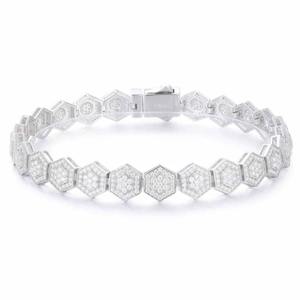 Iced Out Hip Hop Moissanite Round Brilliant Cut Diamond Tennis <b>Bracelet</b> <b>Solid</b> 925 <b>Silver</b> Diamond Jewelry Hexagon <b>Bracelet</b> - Product Image 3