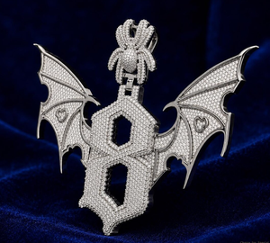 จี้ฮิปฮอปประดับมอยส์ซาไนต์แบบ Iced Out พร้อมลายแมงมุมและปีก - Product Image 3