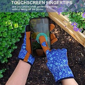 Gants de jardin à écran tactile à imprimé floral personnalisé, paume en daim synthétique rembourrée, gants de sécurité pour femmes pour l'extérieur avec poignet élastique - Product Image 2