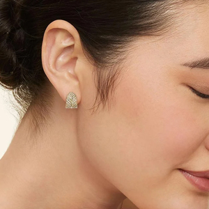 Feather Shape Diamond <b>Huggie</b> Earrings Yellow Gold Channel Setting Women Luxury Everyday Wear - Product Image 4