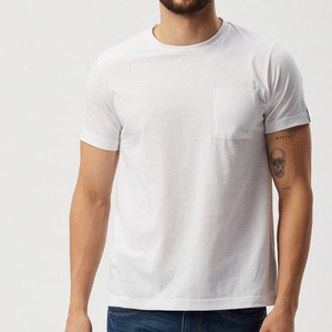 <b>White</b> Pocket Round Neck T-Shirt for Men's Short Sleeve T-Shirt Sublimation Print Design Microfiber <b>Tee</b> Shirt - Product Image 1