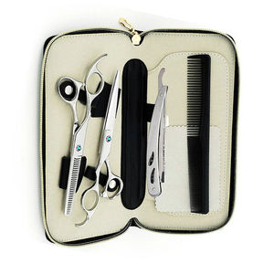 Ciseaux de barbier professionnels, kit de beauté pour salon, lames aiguisées, acier inoxydable, manche noir, pour droitiers, pour la coupe de cheveux à domicile - Product Image 5