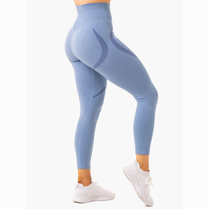 Leggings de sport taille haute à compression pour femme, sans couture, effet froncé aux fesses, pour fitness, course et yoga, coloris tendance - Product Image 2
