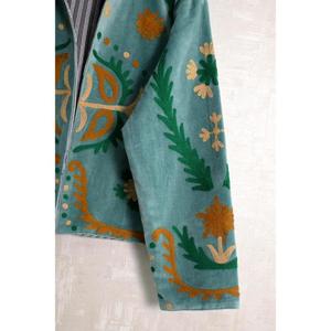 Indian Velvet Suzani Embroidery Jacket Boho Handmade Long Sleeve Designer Women Ethnic Winter <b>Coat</b> - Product Image 2