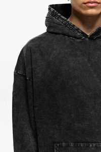 Fabricant OEM de sweats à capuche streetwear - Sweat à capuche personnalisé en coton surdimensionné, délavé à l'acide et à ourlet brut vieilli, style hip-hop - Product Image 5