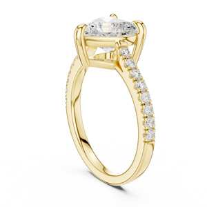 Anillo de Compromiso de Oro Amarillo con Diamante Cultivado en Laboratorio con Corte Corazón, Anillo de Boda con Banda Pavé para Mujer, Joyería Fina Romántica - Product Image 2