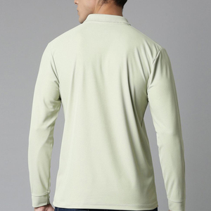 wholesale price OEM Service New Arrival Quick dry Breathable Outerwear Solid Color <b>Men</b> <b>Long</b> <b>sleeve</b> <b>polo</b> t <b>shirt</b> Slim Fit - Product Image 3