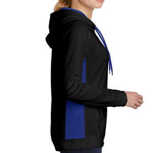 Créez votre propre sweat-shirt à capuche pour femme, noir et bleu, à blocs de couleur, manches longues, en polyester tricoté respirant, pour l'automne - Product Image 5