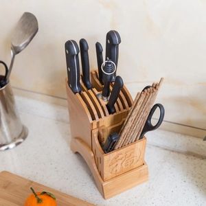Support à couteaux en bois classique pour cuisine, table à manger, restaurant, hôtel, organisation de couverts - Product Image 3