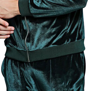 Vêtements de sport en velours moderne pour hommes, veste à col zippé, pantalon de jogging slim, tenue de sport d'hiver - Product Image 5