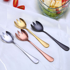 Colorful Gold 2PCS Stainless Steel Serving Spoon and Fork Set <b>Salad</b> Serving Cutlery Tableware Collection - Product Image 6