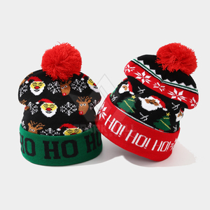 Bonnet de Noël avec pompon, motif de personnage, bonnet d'hiver tricoté unisexe pour adultes, 56-58 cm, style mignon - Product Image 6