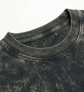 T-shirt décontracté sportif surdimensionné pour homme, lavage acide, manches courtes, haute qualité, 100 % coton molletonné, impression personnalisée unie - Product Image 5