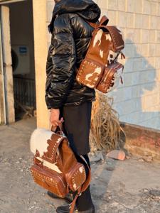 Hair-On Cowhide Leather <b>Backpack</b> Travel Laptop Bag Custom Logo Wholesale Supplier Bulk Manufacturer Export LHBP-0021 - Product Image 2