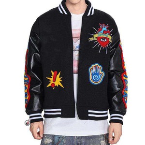 Varsity <b>Jacket</b> <b>Mens</b> Orange <b>White</b> Sleeve Embroidered Letter V Front Button Closure Preppy Style Baseball Softball Varsity <b>Jackets</b> - Product Image 5
