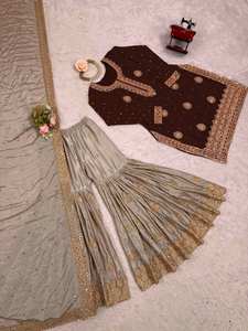 Presentamos la Nueva Colección de Diseñador: Salwar Kameez Casual para Mujer en Georgette Sintético Pesado con Bordado Intenso y Lentejuelas - Product Image 6