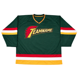 Camiseta de Hockey sobre Hielo Sublimada Verde Personalizada, Uniforme de Hockey Profesional, Transpirable, para Hombre, Ropa Deportiva Lista para el Juego - Product Image 1