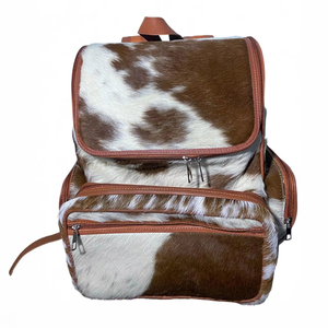 Stylish Hair On Leather <b>Backpack</b> Handmade Cowhide Fur Bag Travel School <b>Backpack</b> Luxury Fashion Bag for Women Men LHBP-0059 - Product Image 1