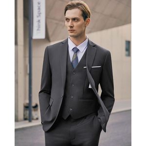 Traje de Negocios de 3 Piezas para Hombre, Corte Entallado, Cierre de Una o Dos Botones, Chaqueta Blazer, Chaleco y Pantalones, para Fiestas, 2025 - Product Image 5