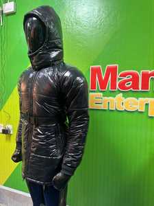 Women <b>Winter</b> Genuine <b>Leather</b> Blouson <b>Jacket</b> Hooded Full Sleeve Thick Warm Zipper Closure Regular Length Animal Print Breathable - Product Image 2