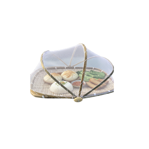 Outdoor Bamboo Mesh Food Cover Tray Set Handmade in Vietnam for Picnic Serving and Insect Protection Set of 2 - Product Image 1
