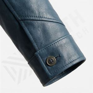 Blouson en cuir PU rétro pour homme, col montant, vêtement d'extérieur d'hiver, style moto classique, manches longues, sécurité, couleur personnalisable - Product Image 6