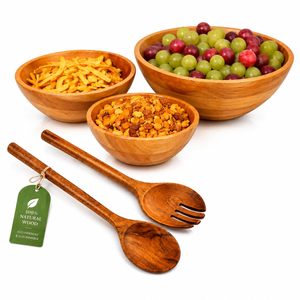 Juego de 2 Cucharas para Servir de Madera, Mango Largo, Diseño Minimalista Ecológico, Utensilios de Cocina de Madera de Acacia - Product Image 1