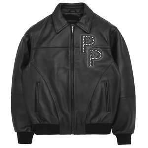 Veste en cuir véritable de haute qualité pour homme, hiver 2026, avec fermeture éclair, col rabattable, doublure 100% polyester - Product Image 1