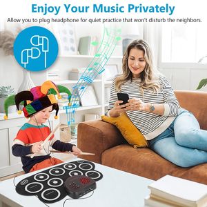 Set di Batteria Elettronica Pieghevole a 10 Pad, Kit in Silicone con Bacchette e Jack per Cuffie - Product Image 4